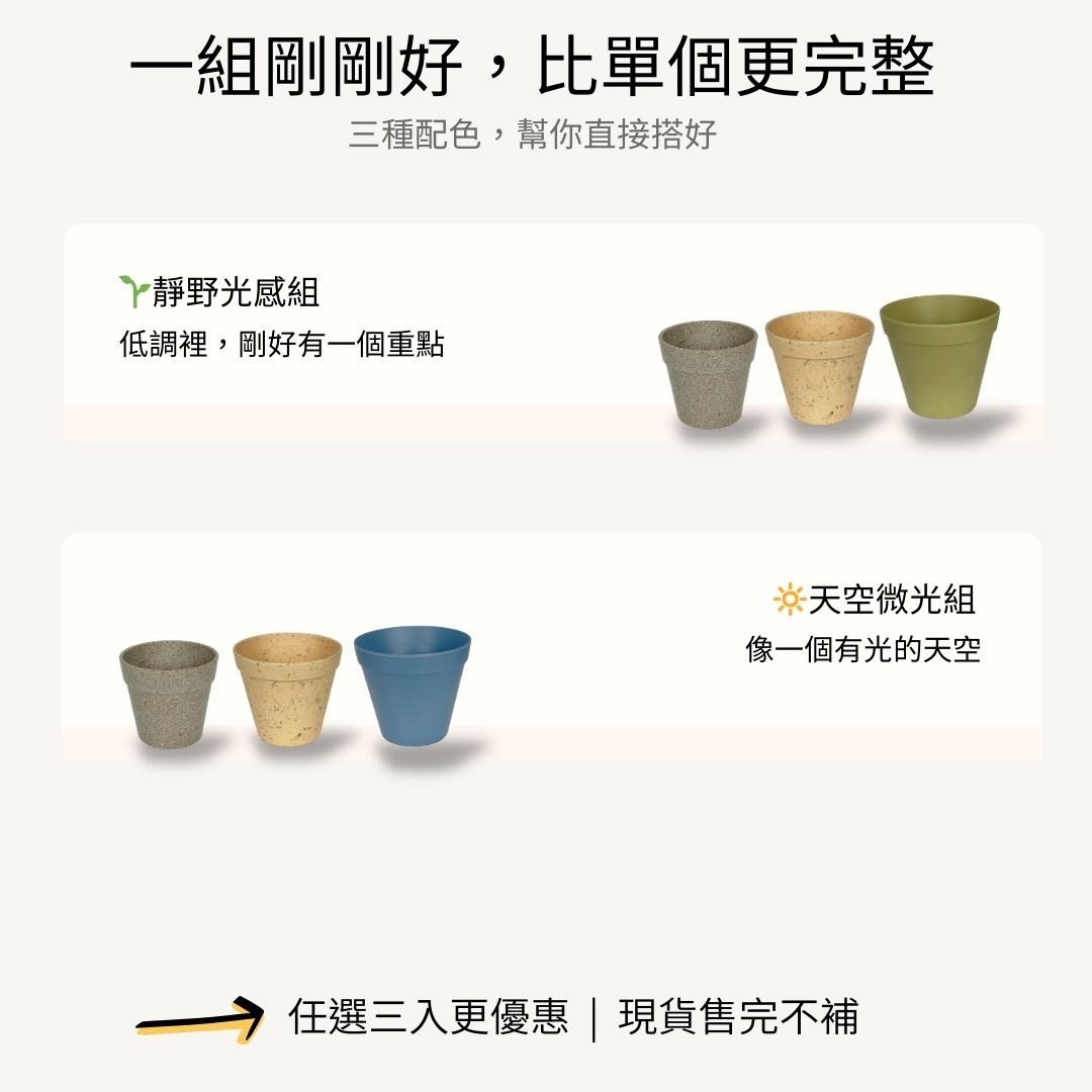 禾木堅萃-【圓緣盆3入組】花盆