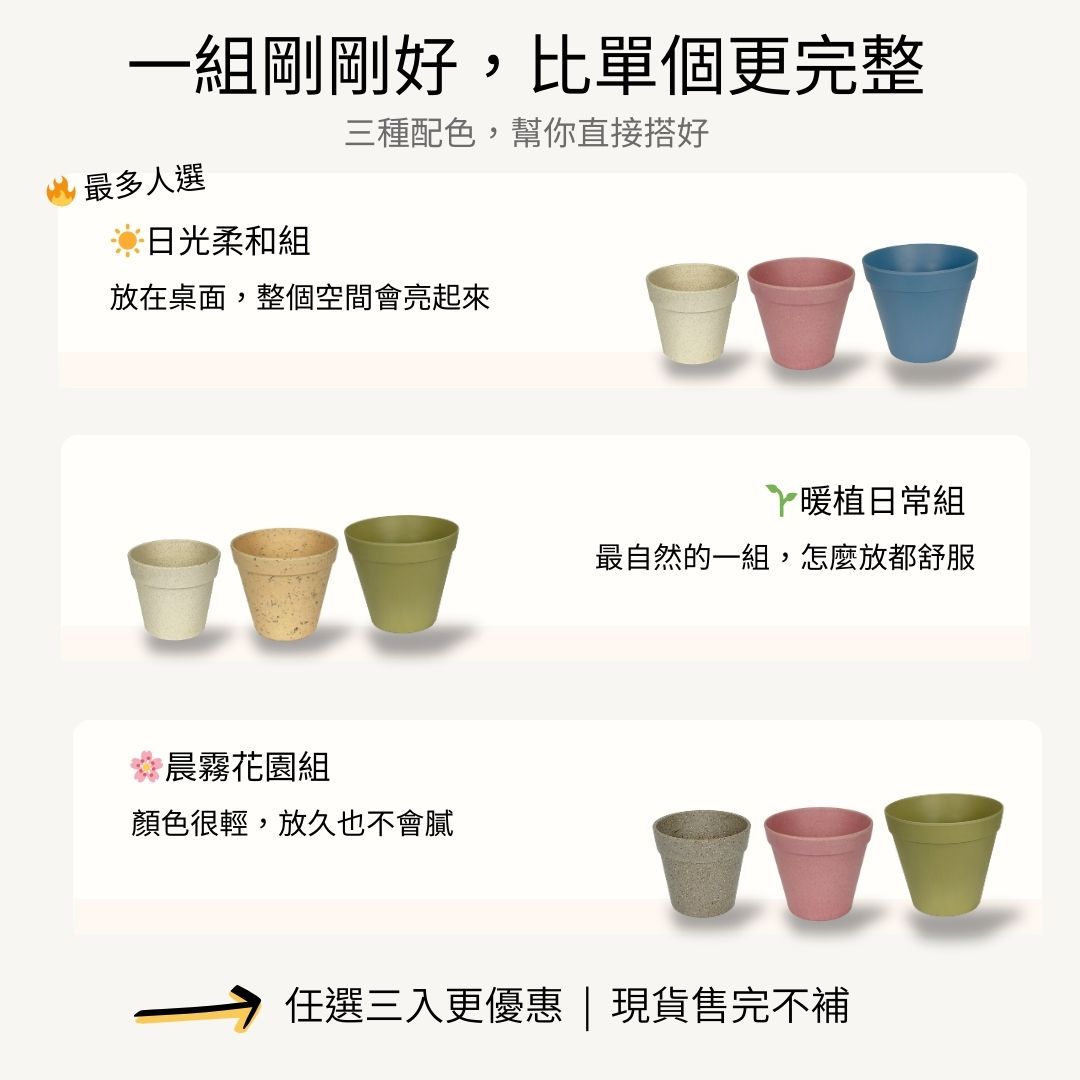 禾木堅萃-【圓緣盆3入組】花盆