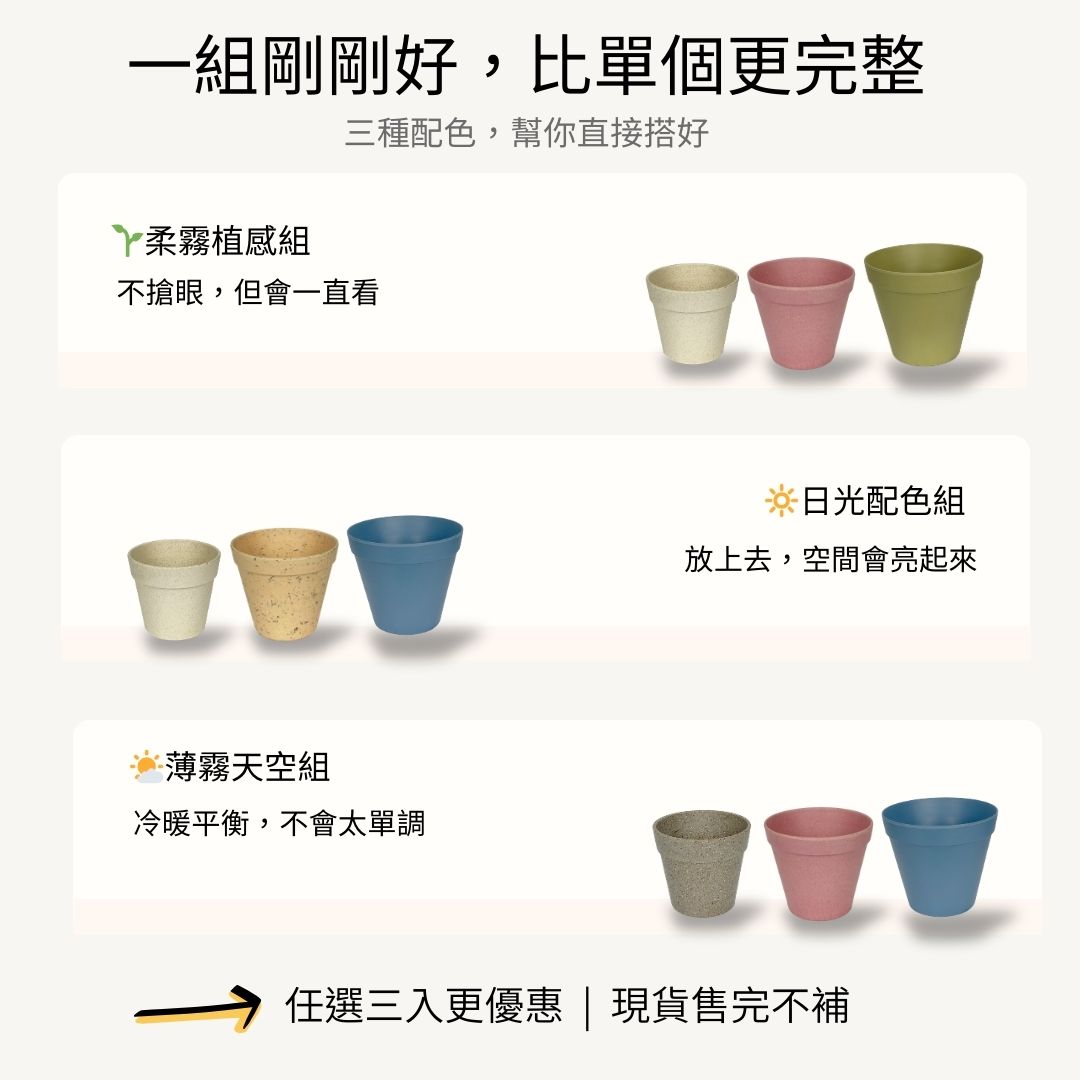 禾木堅萃-【圓緣盆3入組】花盆